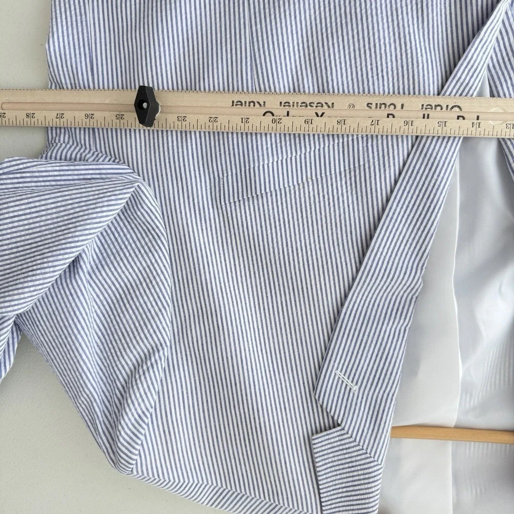 Saddlebred Seersucker Blazer Men 54R Blue White Striped Cotton Sport Coat Jacket